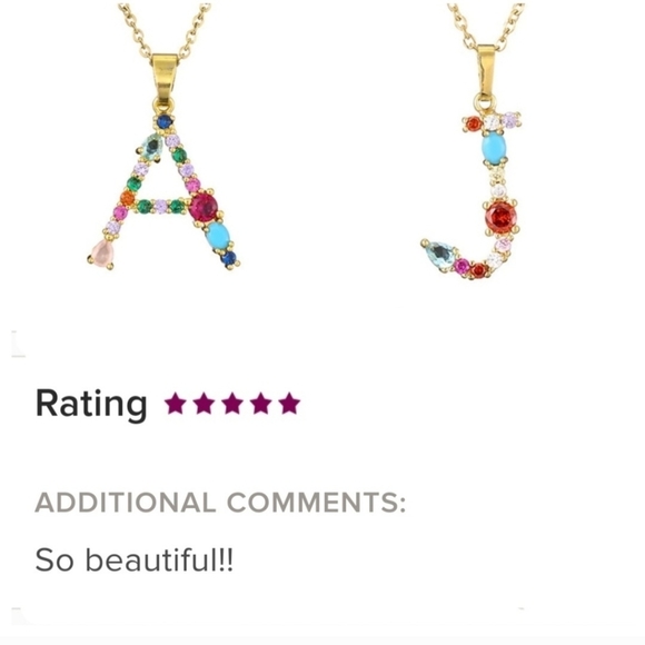 M Initial Pendant Necklace Multi-color Rhinestones Gold Tone Chain - Picture 5 of 16